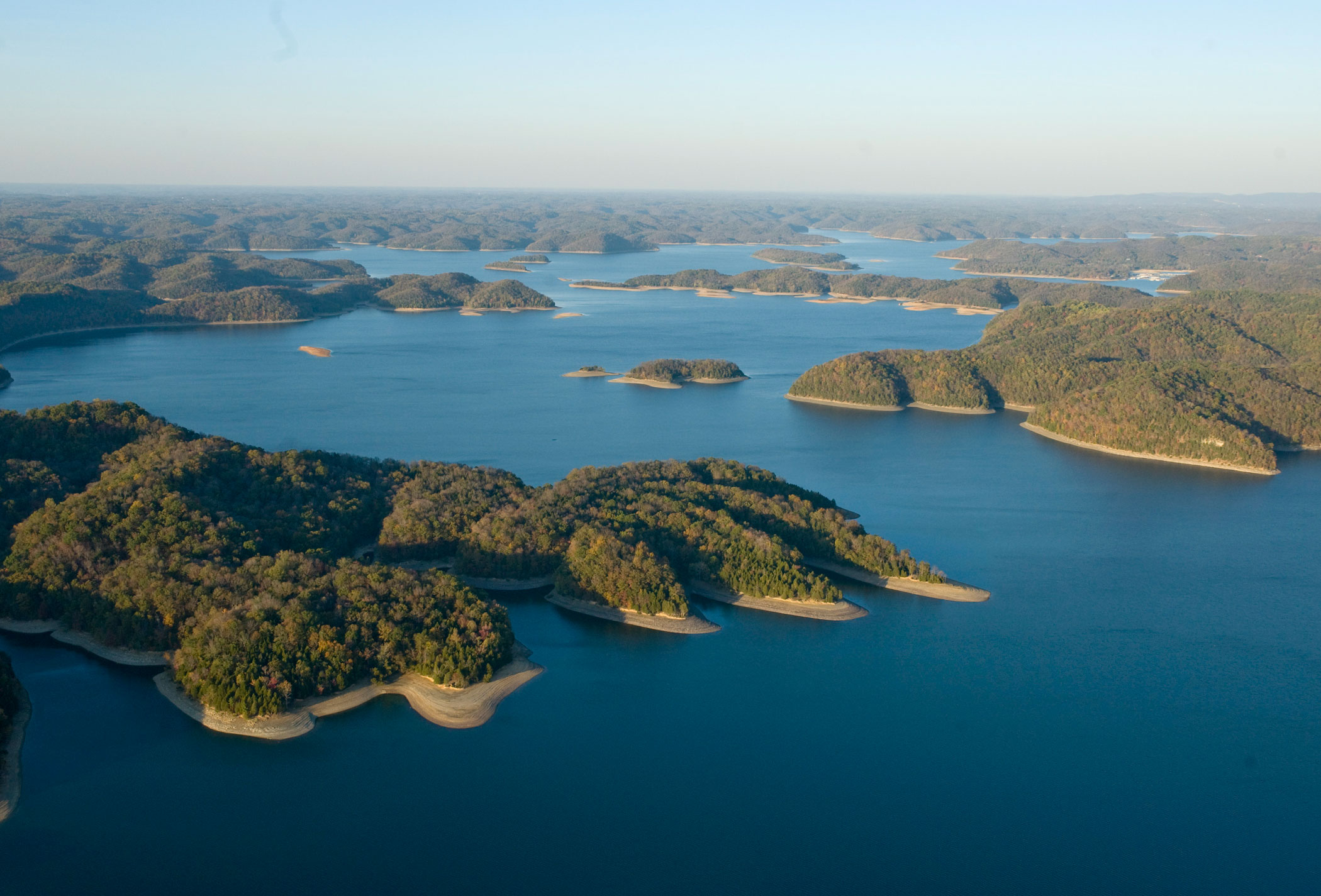 Aerial view of Dale Hollow Lake on the Kentucky-Tennessee line